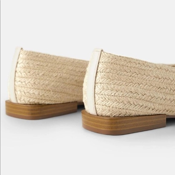 Zara Raffia Woven Jute Natural Ballet Flat Beige - Picture 2 of 7